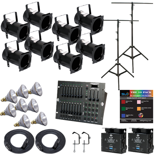 Stage System 1 PAR38LED Lighting Package with 8 Lights and Stands