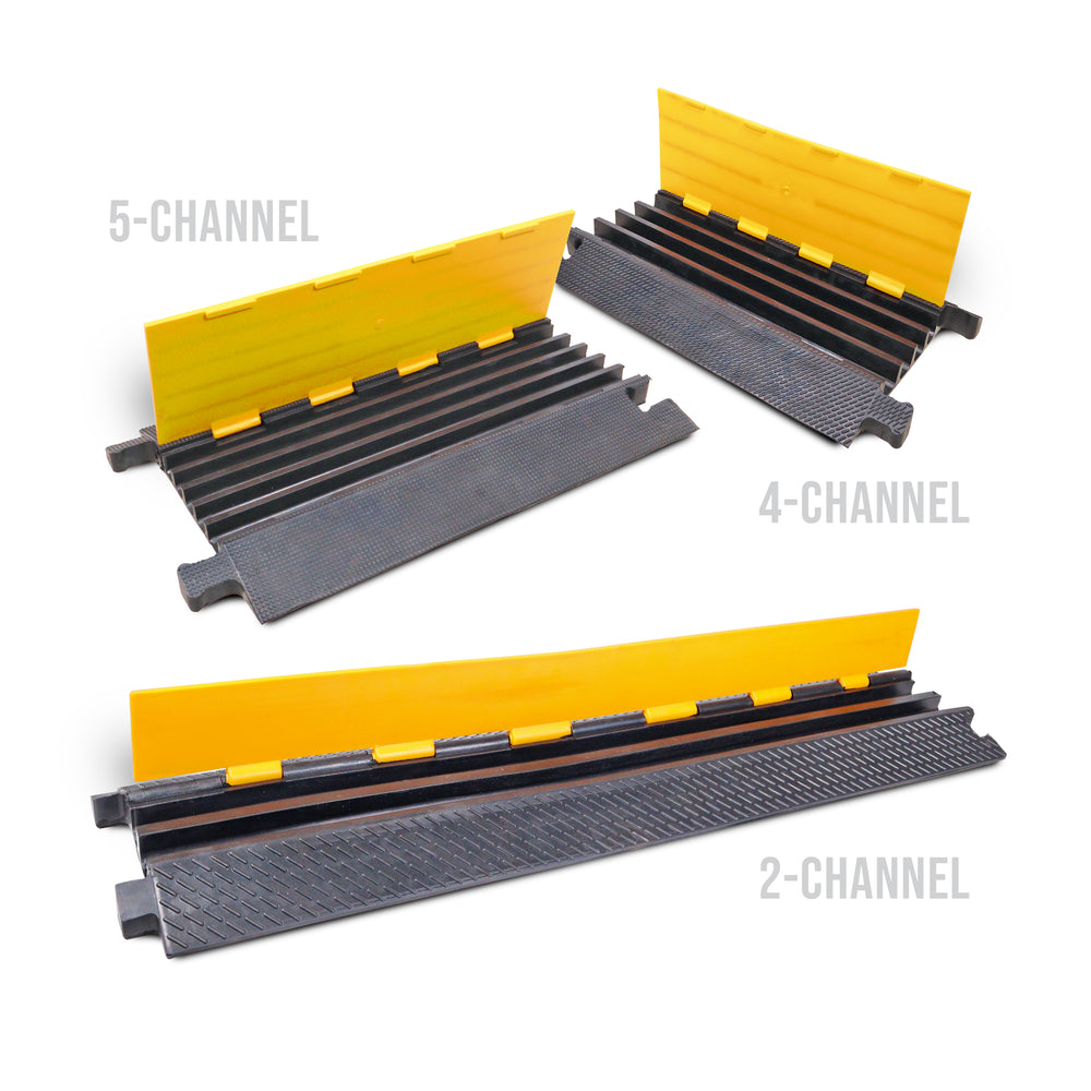 4-Channel Rubber Cable Protector Ramp Speed Bump Cover Indoor Outdoor – Supports up to 60 Tons