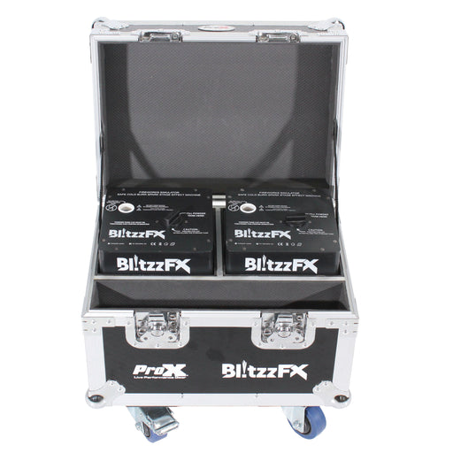 BlitzzFX Set of two Cold Spark Machines with White Covers and Case