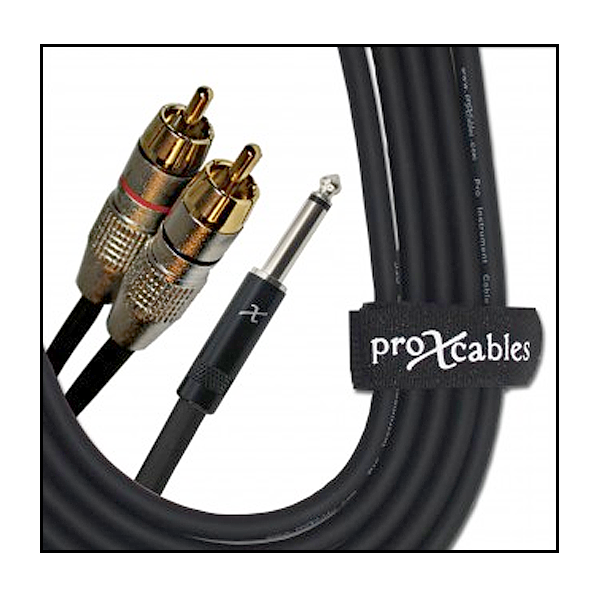 ProX 5 ft Cable 1/4 TS Unbalanced to Dual RCA