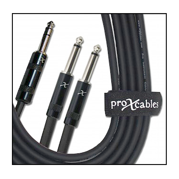 ProX 10 ft Cable 1/4 Inch Stereo to Dual 1/4 Inch TS Unbalanced