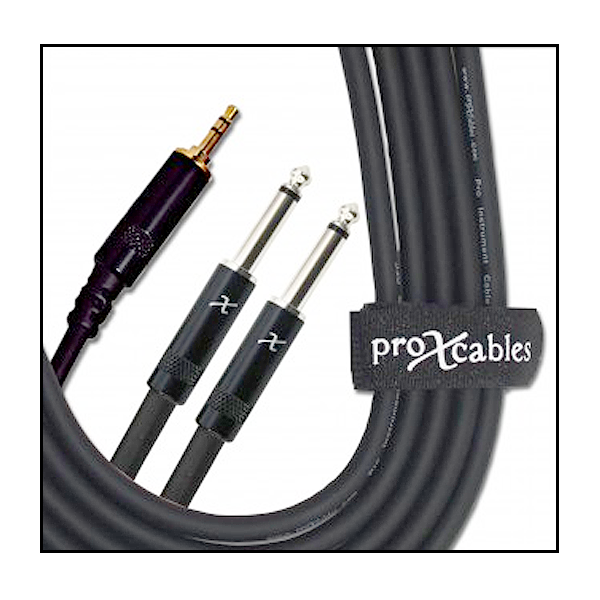 ProX 10 ft Cable 3.5mm TRS to Dual 1/4 Inch TS Unbalanced