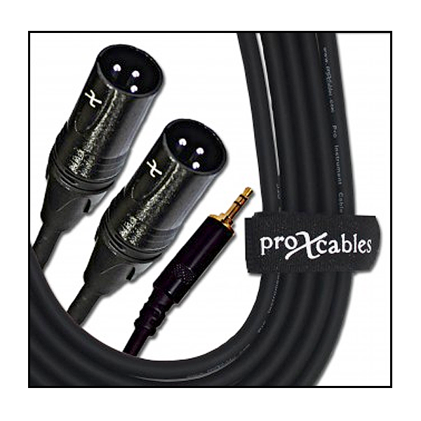 ProX 5 ft Cable 3.5mm TRS to Dual XLR Male