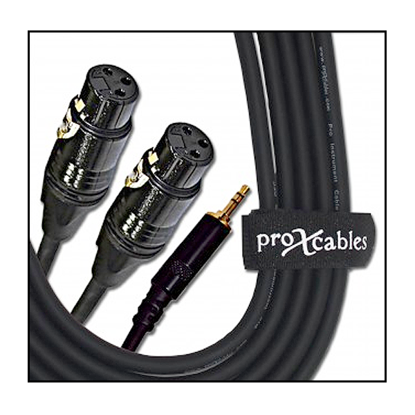 ProX 5 ft Cable 3.5mm TRS to Dual XLR Female