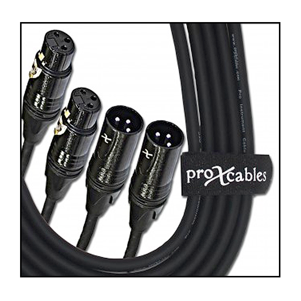 ProX 10 ft Cable Dual XLR Male to Dual XLR Female