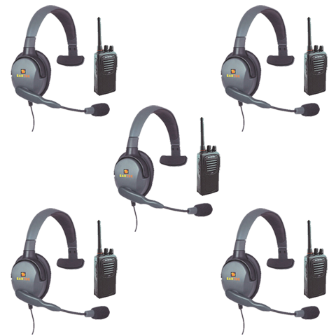 Eartec 5-User Wireless Intercom Package with Max 4G Single Muff Headsets