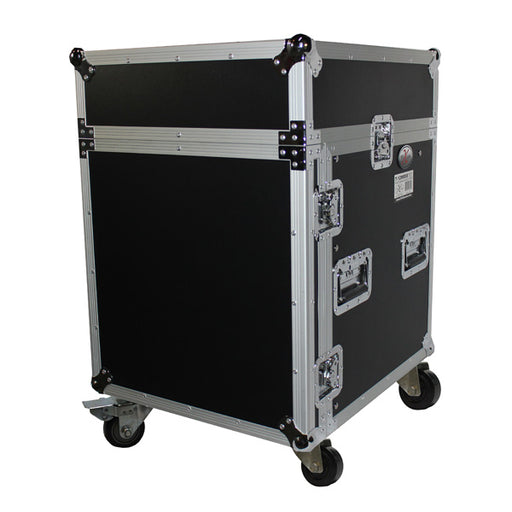 ProX T-12MRLT 12U Rack Front load x 10U Top Mixer DJ Combo Flight Case w/ Laptop Shelf & Casters