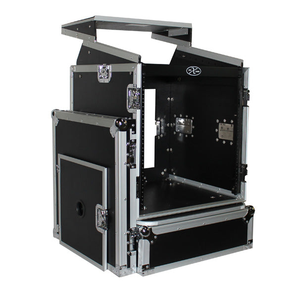 ProX T-12MRLT 12U Rack Front load x 10U Top Mixer DJ Combo Flight Case w/ Laptop Shelf & Casters