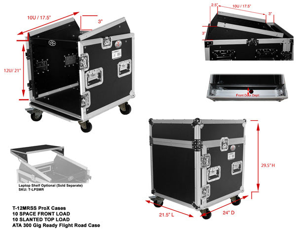 ProX T-12MRSS 12U Rack x 10U Top Mixer DJ Combo Flight Case