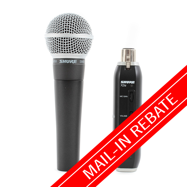 Shure SM58-X2u Instrument Microphone (w/ XLR to USB adapter) — TS 