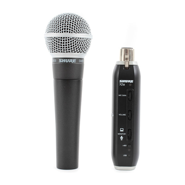 Shure SM58-X2u Instrument Microphone (w/ XLR to USB adapter)